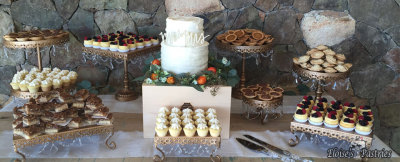 wedding cake and dessert bar