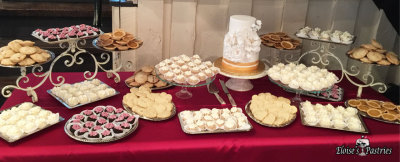 wedding cake and dessert bar