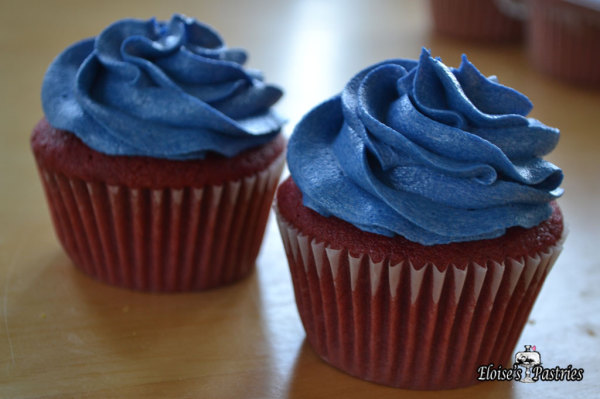 red and blue cupcakes